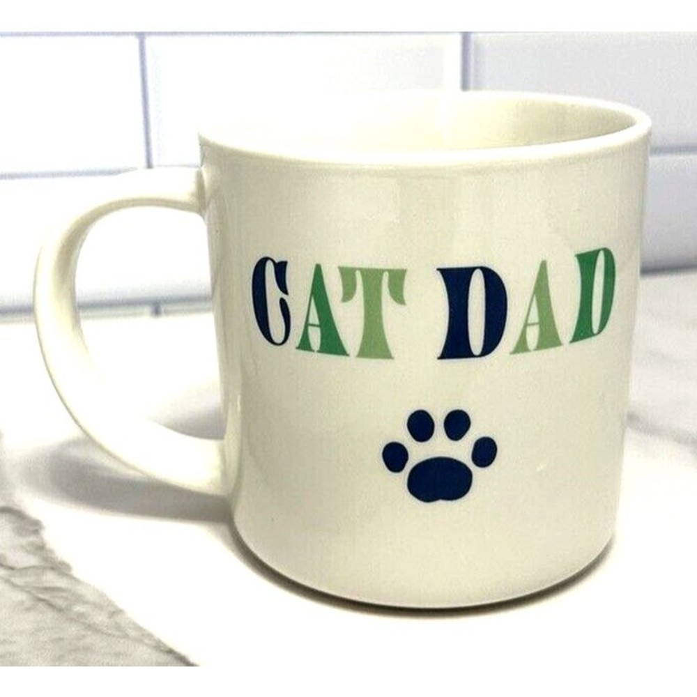 Cat Dad Coffee Tea Mug Cup 16 Oz White Stoneware by Parker Lane NEW